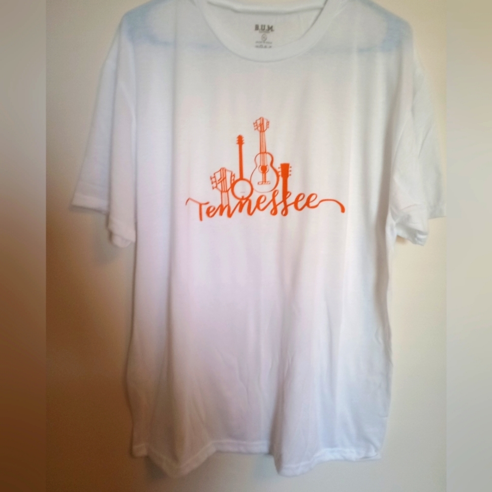 New BUM Unisex Size XL White Tennessee Short Sleeve Tshirt